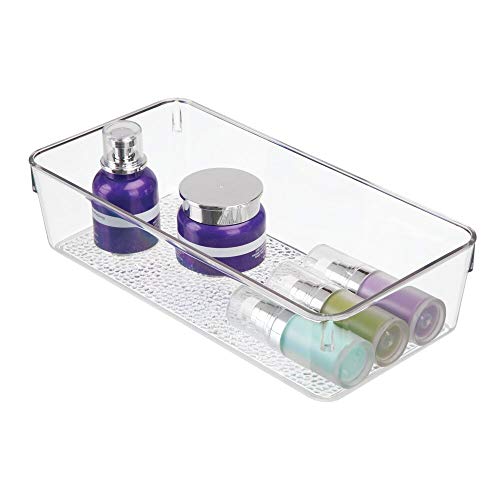 mDesign Plastic Drawer Organizer Storage Tray for Bathroom Vanity, Countertop, Cabinet - Holds Makeup Brushes, Eyeliner, Lip Pencils, Hair Accessories - Textured Base, 6" Wide, 6 Pack - Clear - Thumbnail 6