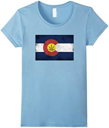 Women's Colorado State Flag with Tie Dye Leaf Medium Baby Blue
