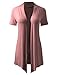 BIADANI Women Versatile Soft Short Sleeve Open Front Drape Cardigan Dusty Pink XX-Large