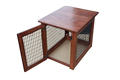 Pinnacle Wooden Dog Crate Furniture End Table Bed in Different Stain Colors (Provincial, Medium)