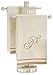 Monogrammed Gifts, Fingertip Towels, 11 x 18 Inches - Set of 4- Decorative Golden Brown Embroidered Towel - Extra Absorbent 100% Cotton- Personalized Gift- for Bathroom/Kitchen- Initial R (Ivory)