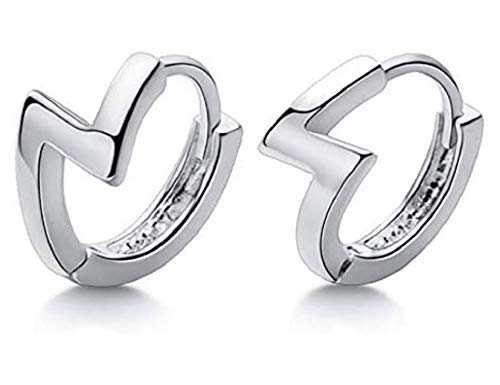 AT Jewellery - 925 Sterling Silver Women's Girl's Lightning Bolt Huggie Hoop Earrings