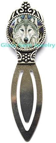 Wicca Wolf Photo Bookmark Pentagram Wiccan Bookmarker Animal Jewelry Pentacle Bookmark Glass Cabochon Jewellery Accessories,Q0245 (Y1)