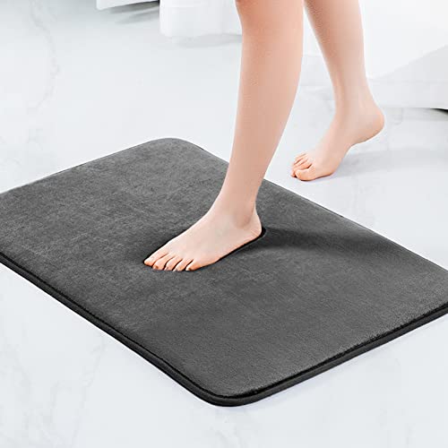 SONORO KATE Memory Foam Bathroom Rugs, Soft and Non-Slip Bath Rugs, Machine Washable Bathroom mats, Super Absorbent Velvet Bath Mats，Easier to Dry for Bathroom Floor Rugs (Dark Grey, 32\