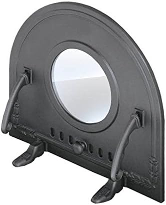 Tradehub Cast iron fire door pizza bread stone wood oven stove smoke clay fireplace with heat resistant glass | External dimensions: 500x450 mm | Opening direction: removable