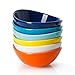 Sweese Porcelain Bowls Set - 5 Inch, 10 oz, Assorted Colors, Set of 6, Microwave Dishwasher Safe for Desserts, Soups
