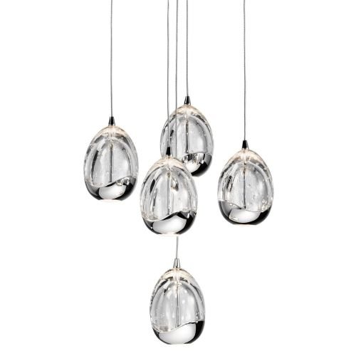 Elan Lighting Lavinia 5 Light Round LED Pendant in Chrome