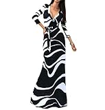SUNNOW Womens Sexy Ladies Deep V Neck Party Dress Maxi Long Evening Dress (Asian S=US(4), Black)