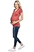 LaClef Doubled Layered Round Neck Ruched Maternity Nursing Breastfeeding Top (Large, Brick)
