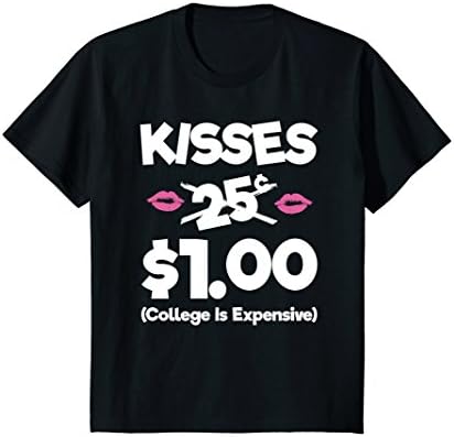 Kids Kisses 25 Cents Funny Boys Girls Kids Valentines Day TShirt 10 Black