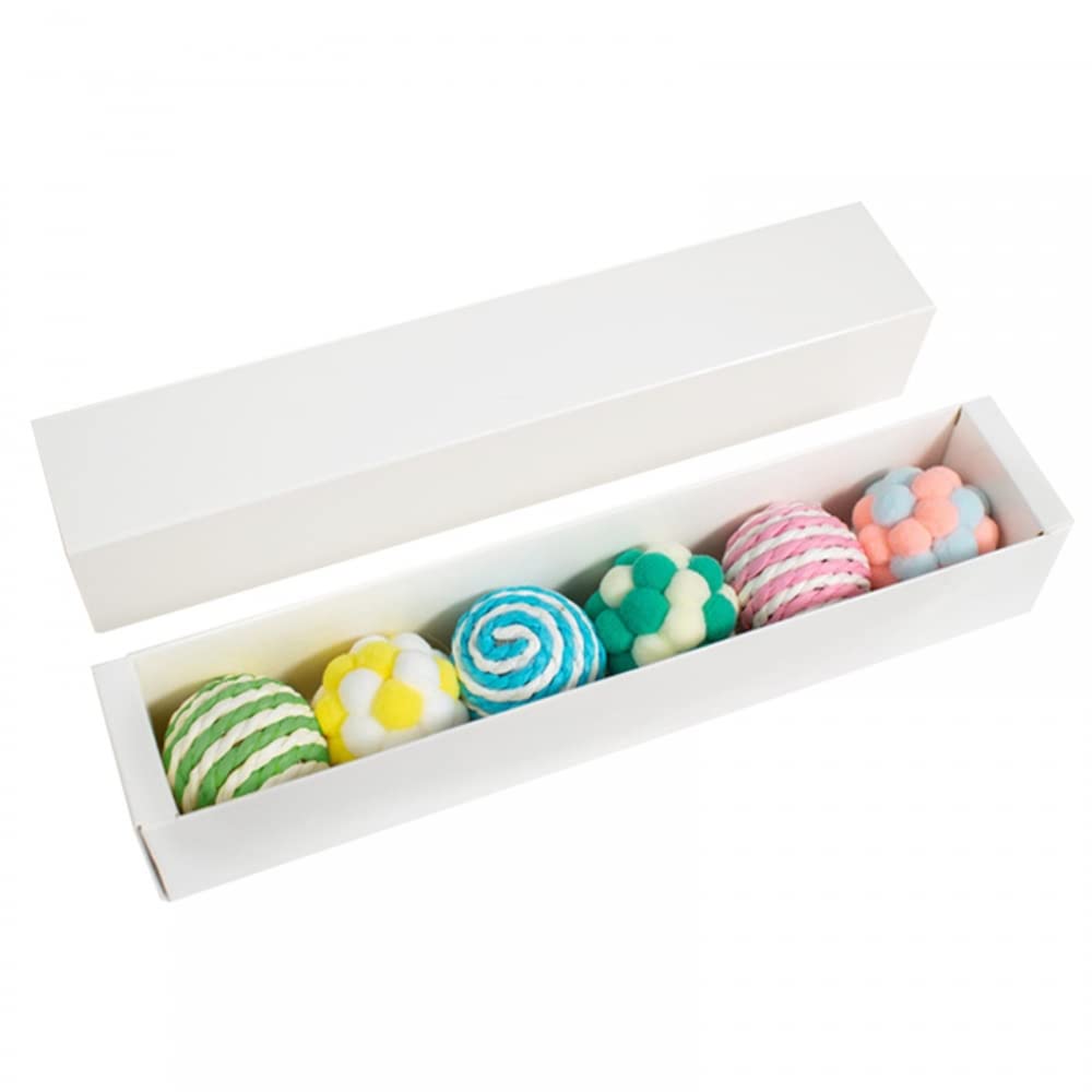 MiOYOOW 6PCS Cat Toy Ball, Colourful Soft Fuzzy Balls Toy, Sisal Ball Interactive Toy with Bell for Cats Kittens Dogs Puppies Relieve Boredom