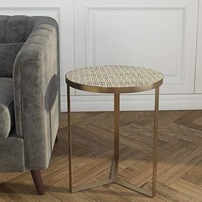 Kourtney Iris Patterned And Gold Side Table Amazon Co Uk Kitchen Home