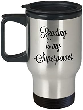 Reading is my Superpower mug, Travel mug, cursive, ceramic, coffee cup, book hoarder, cursive