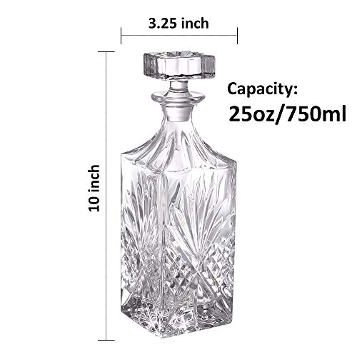 Lighten Life Whiskey Decanter-Sophisticated 25oz/750ml Diamond Decanter with Ornate Stopper-For Whiskey/Bourbon/Scotch/Vodka/Wine & Liquor