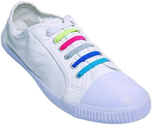 Pack of 18 No Tie Elastic Shoelaces By Maxstrapz Fabric Style Alternative to Silicone, Super Stretch Nylon Shoe Laces for Kids or Adults, 10 Colors and 3 Sizes Shoestrings