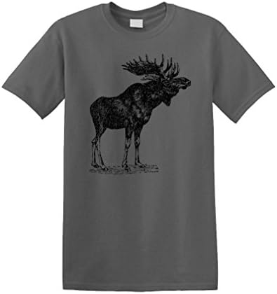 VINTAGE DISTRESSED MOOSE alaska north Unisex Tee Shirt Tee, 2XL, Charcoal