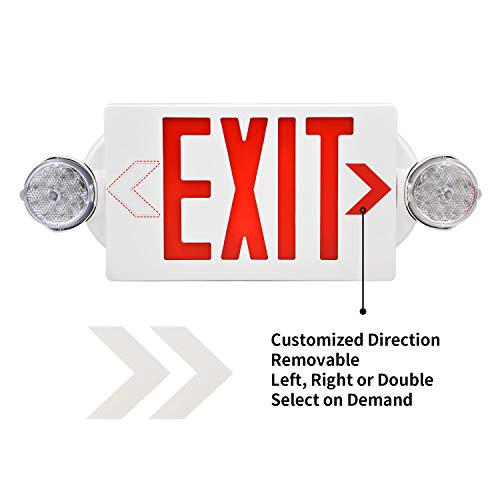 AKT LIGHTING LED Emergency Light & Exit Sign Combo, Red Exit Sign, UL Certified Emergency Exit Light, Adjustable Lamps with Back-up Battery (Red, 1 Pack) - Thumbnail 5