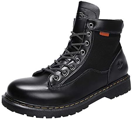 KUIBU Men's Lace up Anti-Slip Ankle Waterproof Snow Hiking Retro Martin Boots Fur Lined Winter Warm Shoes