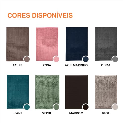 Kit 2 Tapetes Banheiro Microfibra Antiderrapante Absorvente 58 x 38 cm Cinza