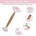 NOBLE DUCK Jade Roller and Gua Sha Set 100% Natural Rose Quartz Roller for Face Eyes Neck Body Massage Anti Aging Lengthen and Thicker Wooden Handle Comfortable to Gripthumb 2
