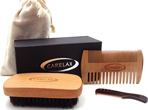 Beard Brush and Comb Set for Men- Bamboo Beard Kit for Easy Grooming- 2pcs Facial Care Hair Combs set for Home and Travel - Friendly Gift Box And Cotton Bag- Energetic Softness to Your Beard