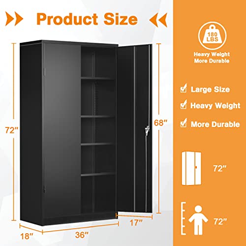Pataku Steel Storage 36”Wx72H”x18D” Lockable Metal Storage