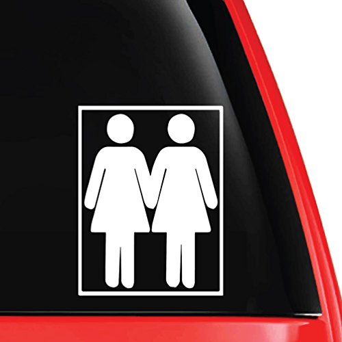 Women Holding Hands Gay Rights Lesbians Decal Vinyl Car Laptop Sticker - EvolveFISH - White 5" x 4"