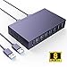 Mailiya USB Switch Selector, KVM Switch 2 Computers Sharing 7 USB Devices USB 2.0 Peripheral Switcher Box Hub for PC Printer Mouse Keyboard with One-Button Swapping and 2 Pack USB A to A Cable(Grey)
