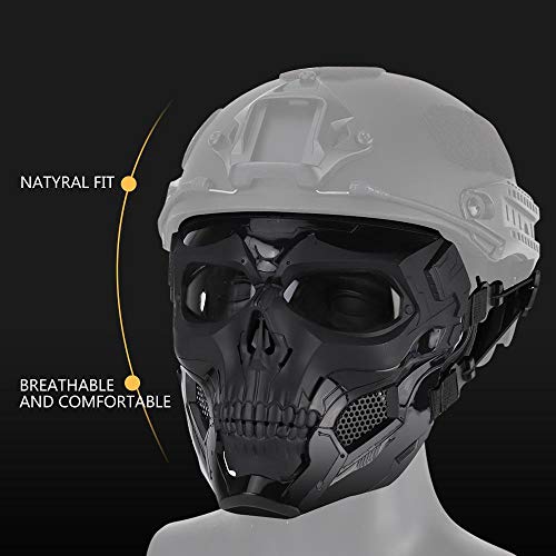 Auoker Airsoft Skull Masks Full Face, Adult Deluxe Mask Eye Protection for Halloween BB Paintball Gun Patriots CS Game Cosplay Party Halloween Cosplay Zombie Scary Skeleton Masks