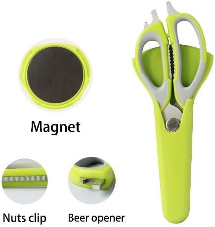 Kitchen Scissors by Love Your Kitchen Stainless Steel, Heavy Duty Multi-function Kitchen Shears for Vegetables, Poultry, Meat, Herbs, With Magnetic Holder and Soft-grip/Non-slip Handle