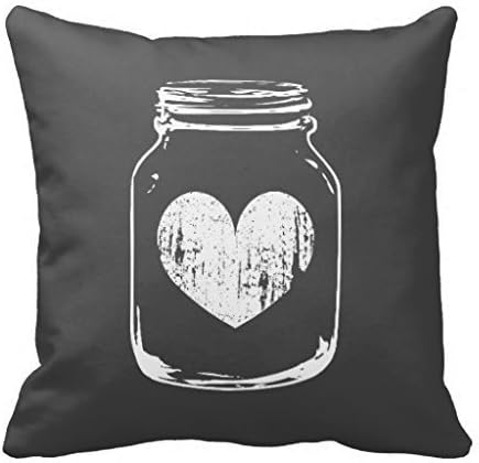 Gray Rustic Country Chic Mason Jar Throw Pillow Case 18 x 18 Inches