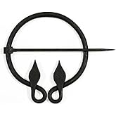 Hand-Forged Black Steel Double Leaf Brooch Viking Penannular Celtic Brooches Medieval Fibula Cloak Pin Shawl Pin
