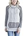 MEROKEETY Women's Striped Drawstring Raglan Sleeve Sweatshirt Cowl Neck Tunic Top Kangaroo Pocket