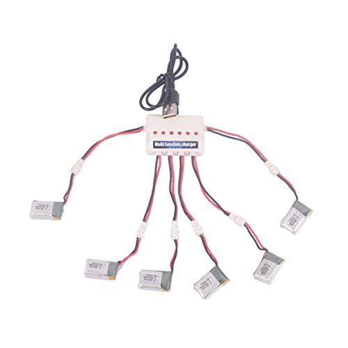 YouCute 6PCS 240mah upgrade Battery and 1to6 Charger for POKE FPV Eachine E010 JJRC H36 NIHUI NH010 GoolRC T36 Rc Quadcopter Drone Spare Parts(6PCS 240mAh Batteries +Charger)