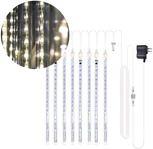 evelove 30 cm 8 Tubes Meteor Shower Lights, Waterproof String Meteor Shower Rain Lights Outdoor Decoration, Falling Raindrop Icicle Cascading Light for Holiday Wedding Xmas Tree Dec in-Ground Lights