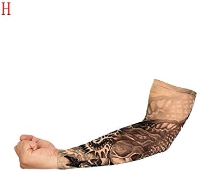 AutumnFall Nylon Elastic Temporary Tattoo Sleeve Designs Body Arm Stockings Tatoo Cool UV Protects Sunscreen for Men Women (H)