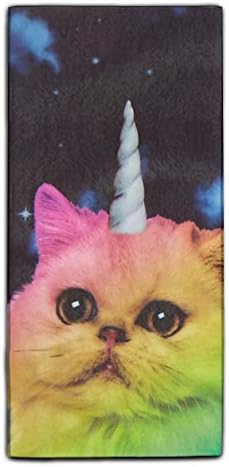 Hair Towel, Ultra Absorbent & Fast Drying Microfiber Rainbow Unicorn Cat Shower Bath Towel
