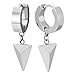 Dangling Triangle Pyramid Huggie Hinged Earrings for Men Women, Stainless Steel, 2pcs
