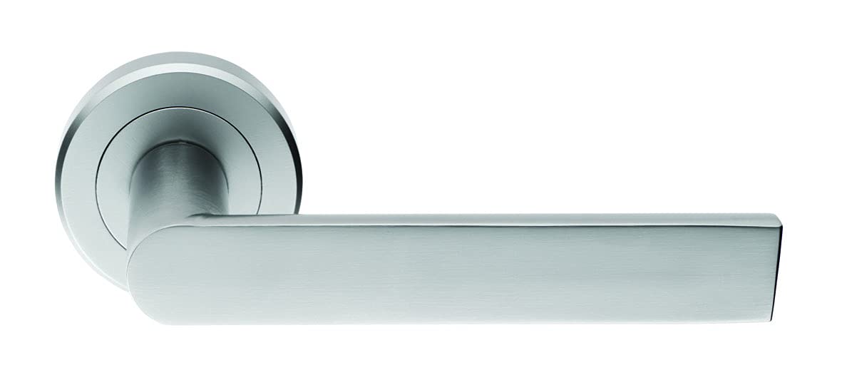 Carlisle Brass Serozzetta Edge Lever on Concealed Fix Round Rose – Modern Internal Door Handles, Satin Chrome Finish - Chrome Door Handles Internal, 10L x 0.8W Centimetres