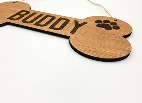 Personalized Dog Bone Dog House Wooden Sign Decor Custom Name with Paw