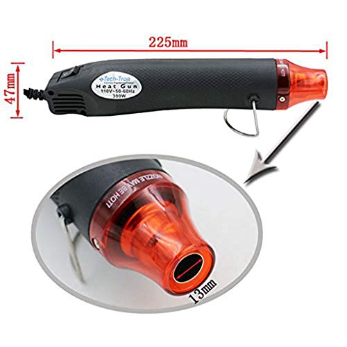 Long Heat Gun Homidic Mini Handheld Hot Air Gun Electric 300W Portable Heat Gun for DIY Craft Embossing Shrink Wrapping Electrical Heat Tool (110V Black) - Thumbnail 3
