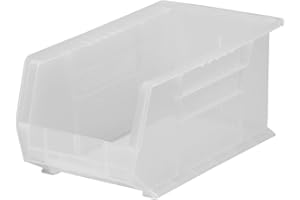 Akro-Mils 30239 AkroBins Plastic Storage Bins, Space-Saving Stackable Bins for Garage, Pantry, Craft Organization, 11-" x 8-" x 7-", Clear, 6-Pack