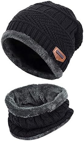 Winter Hat Warm Knitted Hat Circle Scarf Set OutdoorsScarf Beanie Skull Cap for Winter