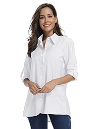 Camisas de senderismo para mujer, de secado rápido, protección UV, con mangas enrollables