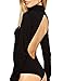 WuLun® Women's Sexy Jumpsuits Backless Turtleneck Cotton Black Basic Bodysuit (Small, Black)