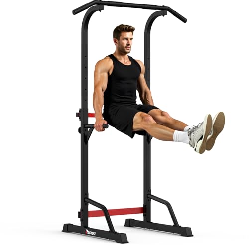 PASYOU Power Tower Pull Up Bar Stand Adjust Workout Dip Station for Home Gym Strength Training Equipment
