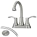 VALISY Two Handles Stainless Steel Satin Nickel Bathroom Sink Faucet, Bathroom Faucets with Pop-up Drain & Water Hoses Included