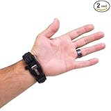 Paracord Survival Bracelet Pack Of 2 By Helios - Wilderness Adventure Rope With Flint Fire Starter, Knife Scraper & Whistle- Unisex Tactical Emergency Wristband For Outdoor Adventures- Green & Black