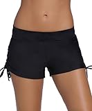 Aleumdr Womens Waistband Side Bottom Board Shorts Swimming Panty Black XXXL