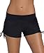 Aleumdr Womens Waistband Side Bottom Board Shorts Swimming Panty Black Medium
